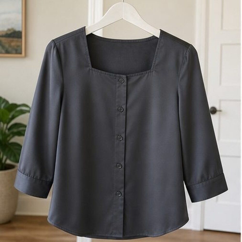 Charcoal Button Blouse